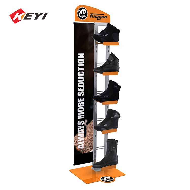 Custom Single Sided Metal Basketball Shoes Display Stand With Advertising Board
