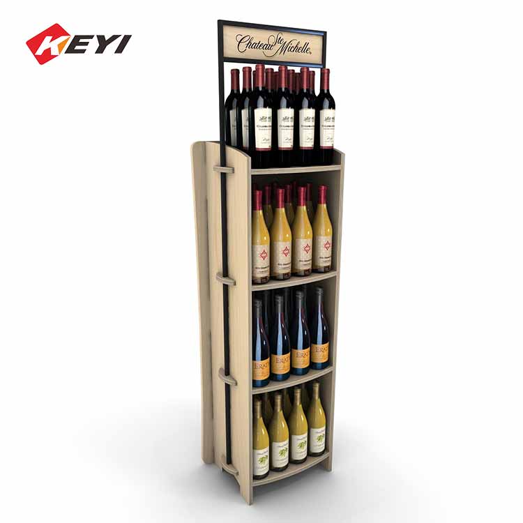 Easy To Assemble Double Sided Wooden Wine Display And Storage Rack - 3 Tier