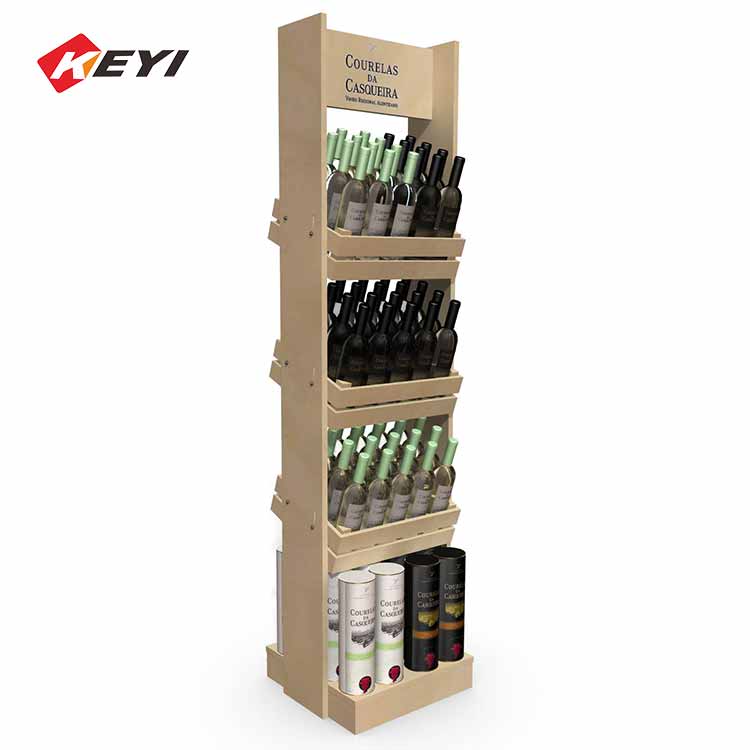 easy to assemble wooden beer and wine bottle display case - 4 tier