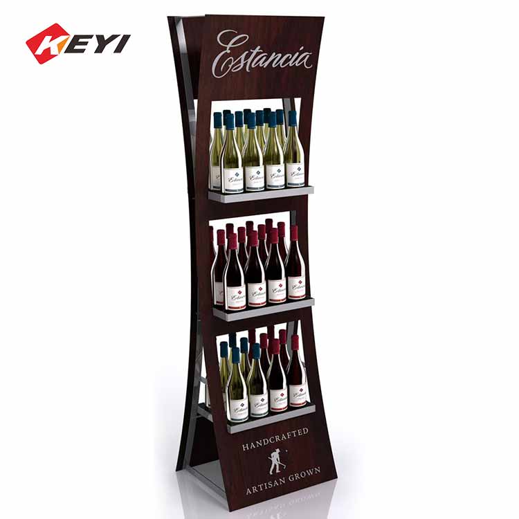 custom retail store vertical wine display,alcohol display rack,4 tier