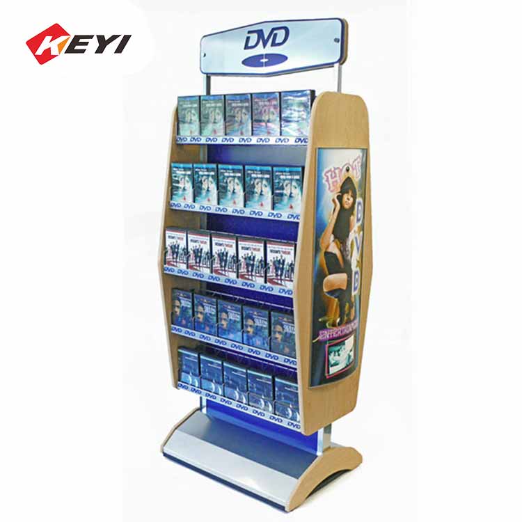 Freestanding Metal And Wood Display Units DVD Display Shelf