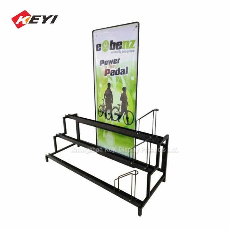 Custom Bike Retail Store Floor Stand 3 Tier Metal Shelf Bicycle Display Rack
