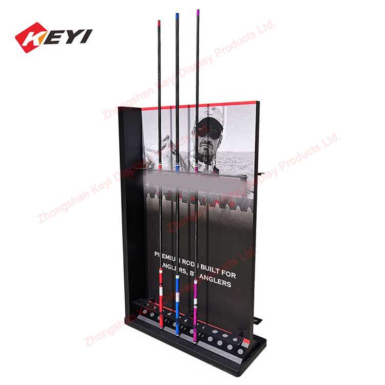 Modern Fashion 2 Way Fishing Rod Display Stand - Black, Custom Graphics