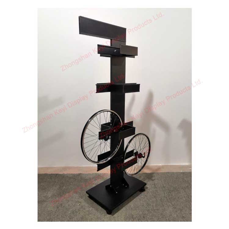 Floor Stand Metal Bike Wheel Rim Display Rack - 8 Shelf , Black