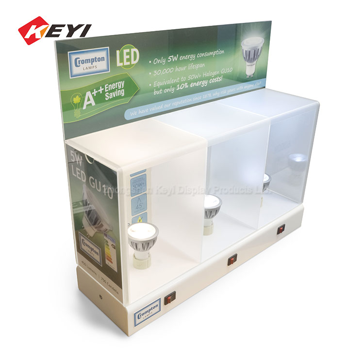 Custom Acrylic Counter Top Display Lamp Bulb Light Bulb Illuminating Test,Light Bulb Display Case