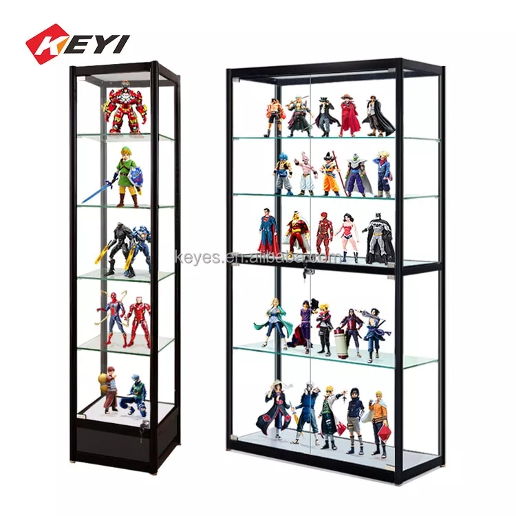 Jewelry Mobile Vitrine Display Glass Cabinets Lego Cabinet Display With Led Lights For Collectibles