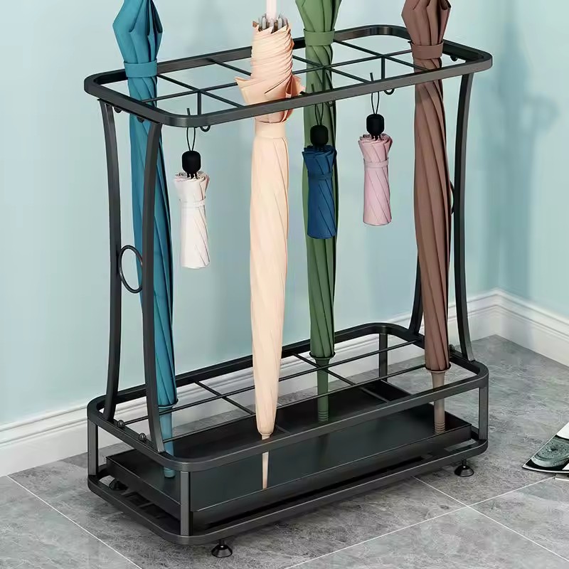 Living room metal standing umbrella stand porch umbrella storage rack shopping mall outdoor black umbrella storage rack