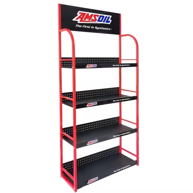 Garage Shop Durable Metal Auto Parts Engine Oil Display Rack Lubricants Oil Display Stand