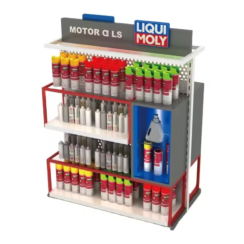 hot sale display racks for automobile accessories Metal automotive car lubricating engine motor oil display stand