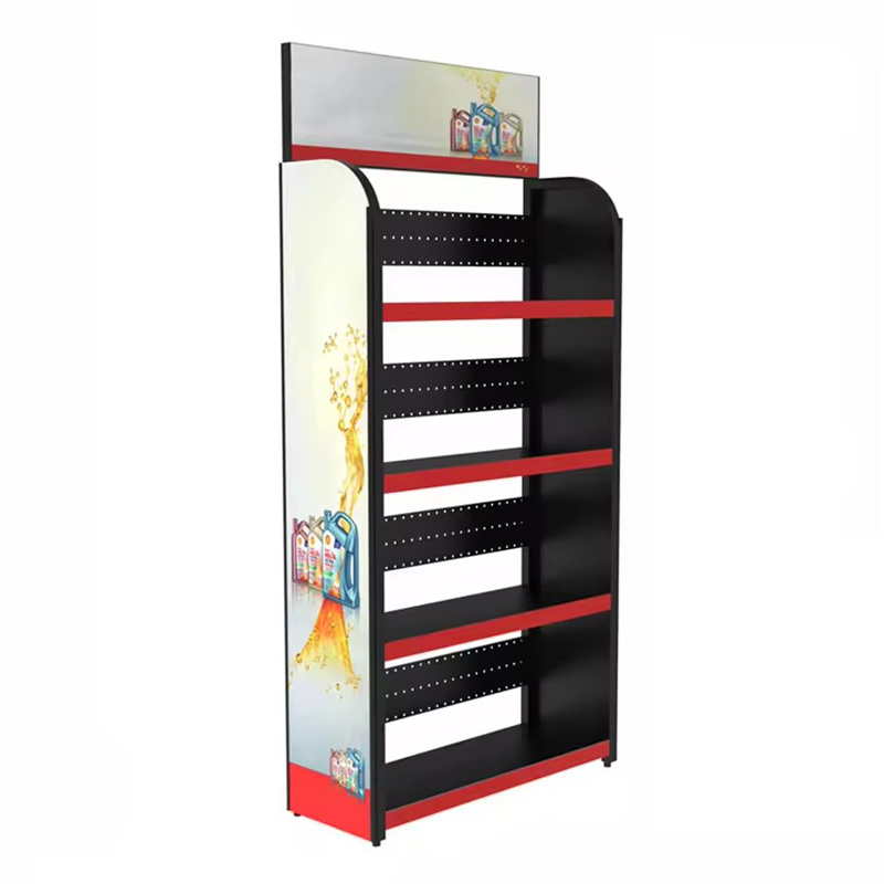 Detachable Metal Display Stand Multi Tiers Motor Oil Display Shelf Retail Oil Lubricant Display Racks for Auto Repair Store