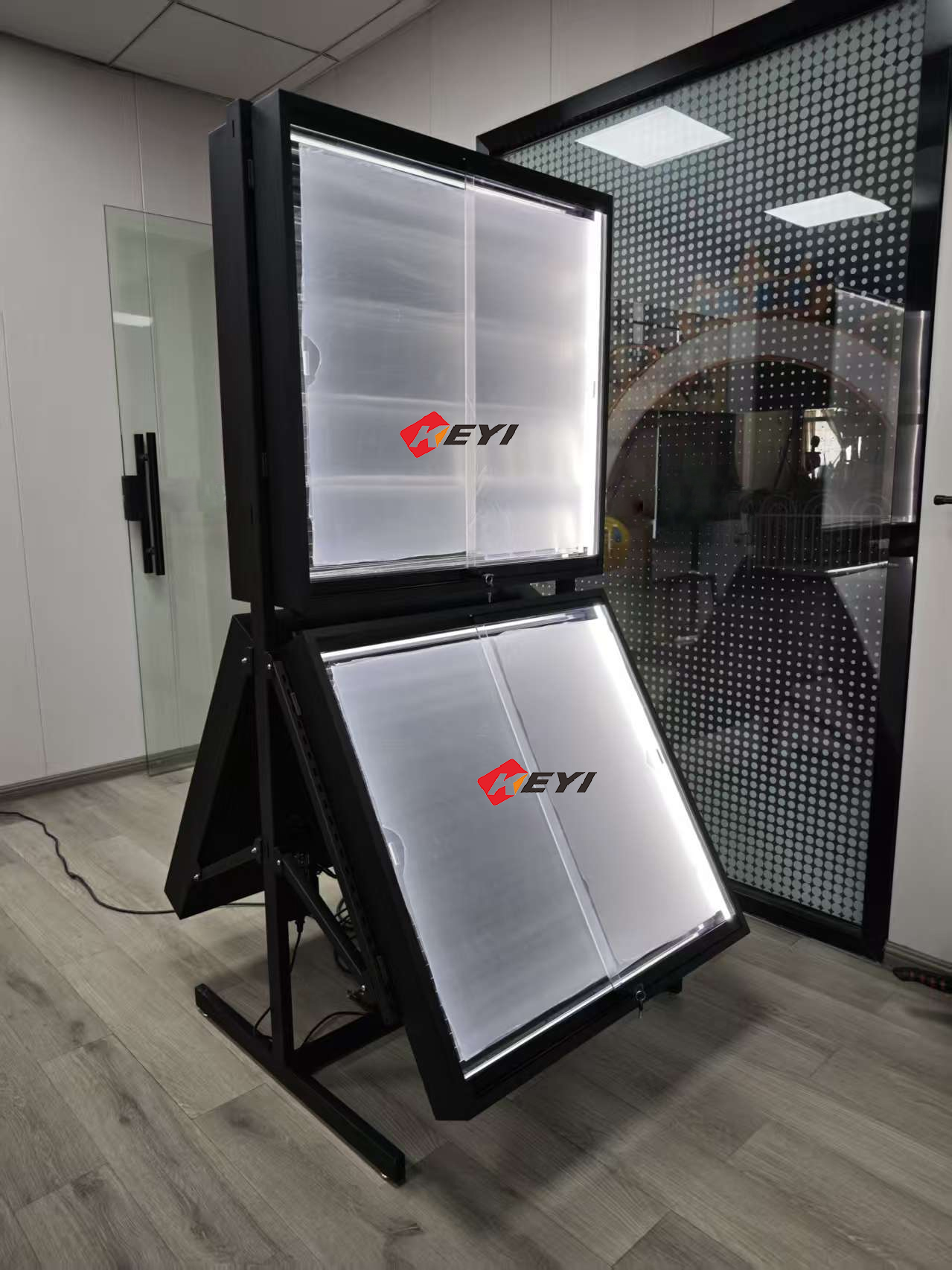 Factory Price Card Display Case PSAs TCG Display Fixtures Metal Repostionable Rail Card Display Stand Single Side Showcase