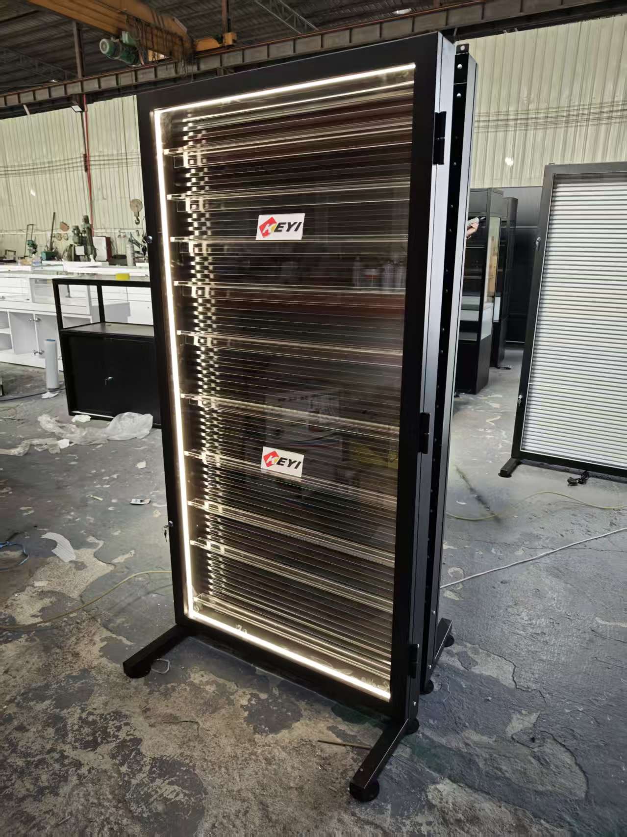 Custom Trading Card Display Case Store Metal and Glass Card Display Case Racks With Adjustable Shelves and Led Light Supplier
