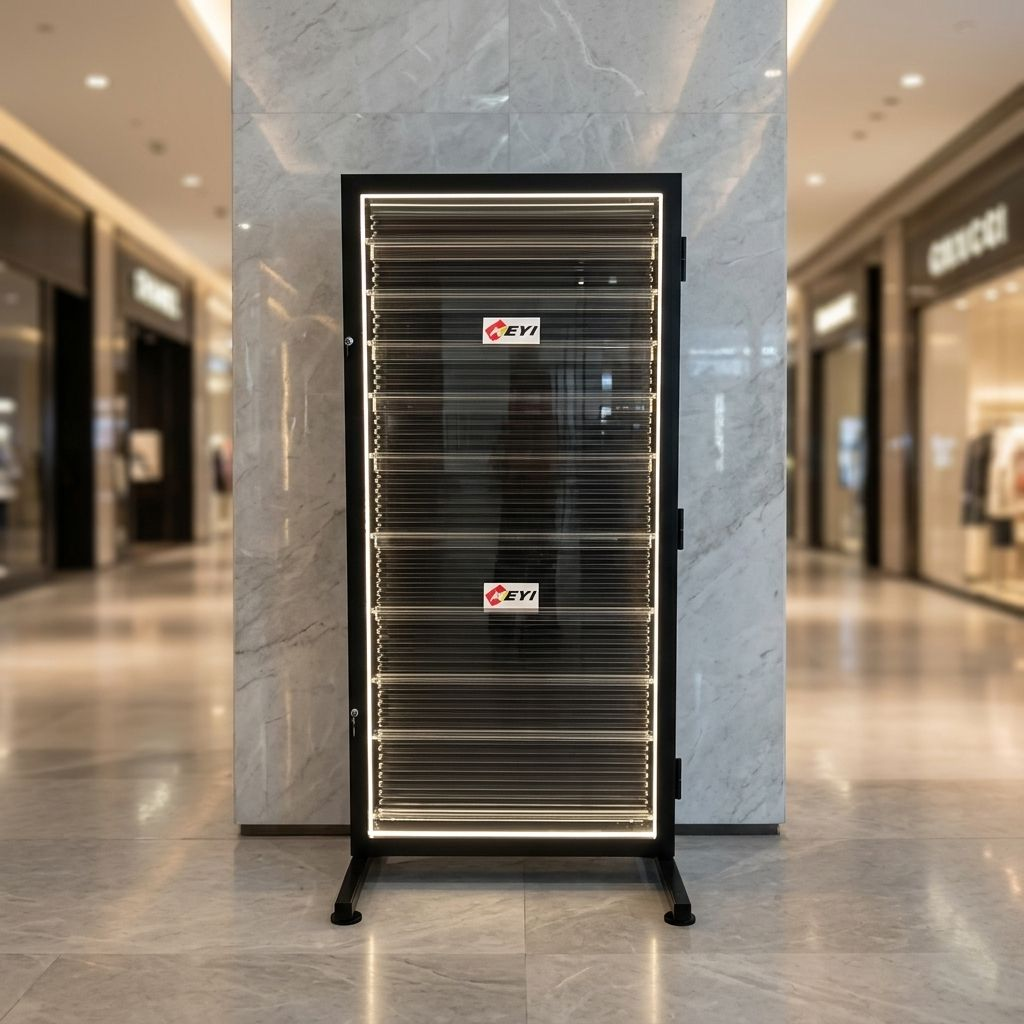 Modern Metal Card Display Case with TCG Support Reusable Rail Single-Sided for LED Lighting Eco-Friendly & Rotating Design